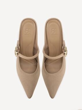 Beige pointed toe
Knit Mule with Buckle Strap by Cosy Island